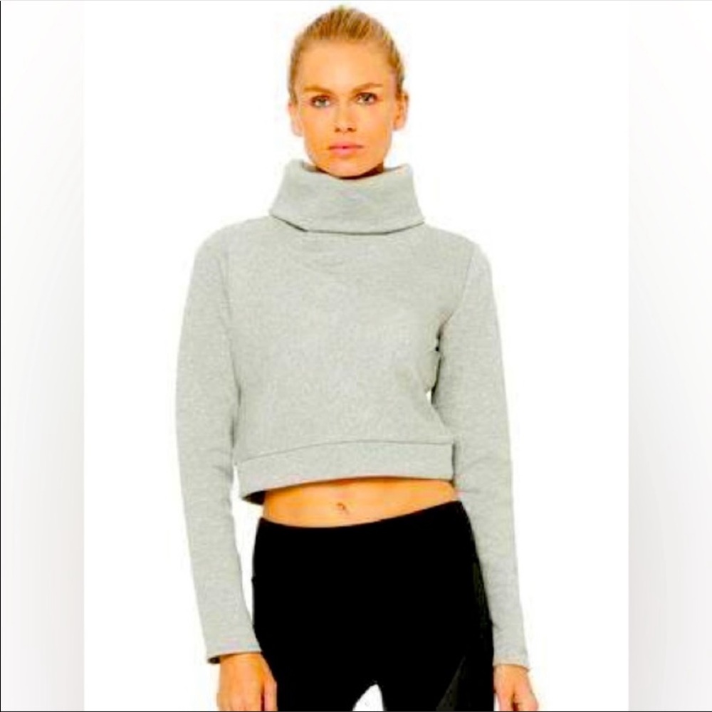 NWT Alo Yoga Soleil Long Sleeve Top Turtle Neck Crop Sweater Hoodie XS